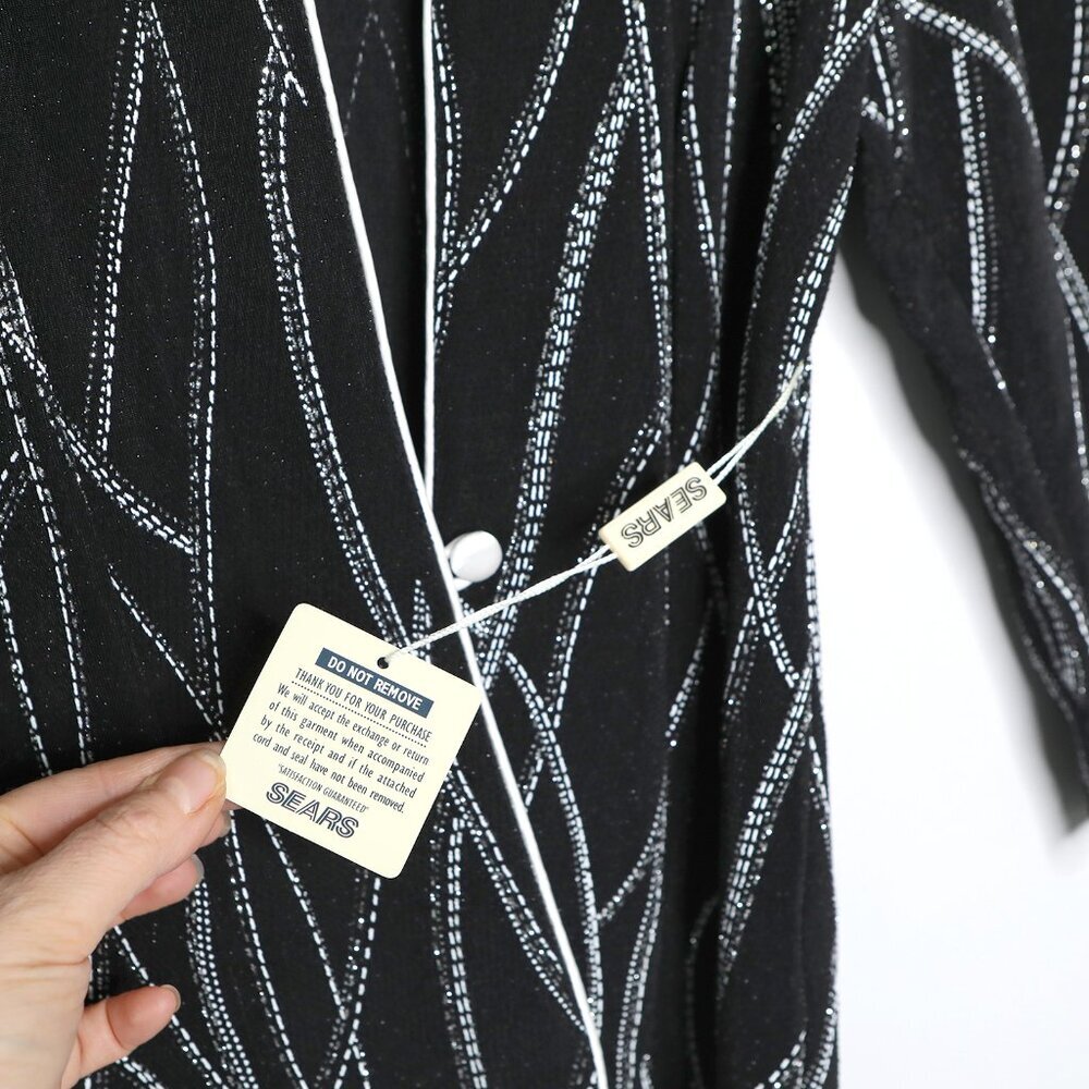 Vintage Traditions Glitter Jacket & Sleeveless Blouse Top Stretch Black Silver - Picture 14 of 15